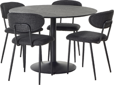 Ibiza & Denise 4-hengen ruokailuryhmä, musta/tummanharmaa, 110cm