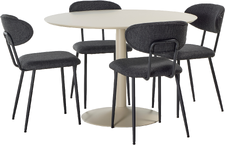 Ibiza & Denise 4-hengen ruokailuryhmä, beige/tummanharmaa, 110cm