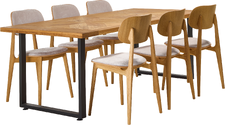 Starburst 6-hengen ruokailuryhmä, beige/tammi 200cm