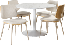 Tarifa & Owen 4-hengen ruokailuryhmä, valkoinen/beige 110cm