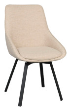 Rowico Home ALISON-tuoli vaaleanbeigellä kankaalla ja mustalla pyörivällä metallijalalla